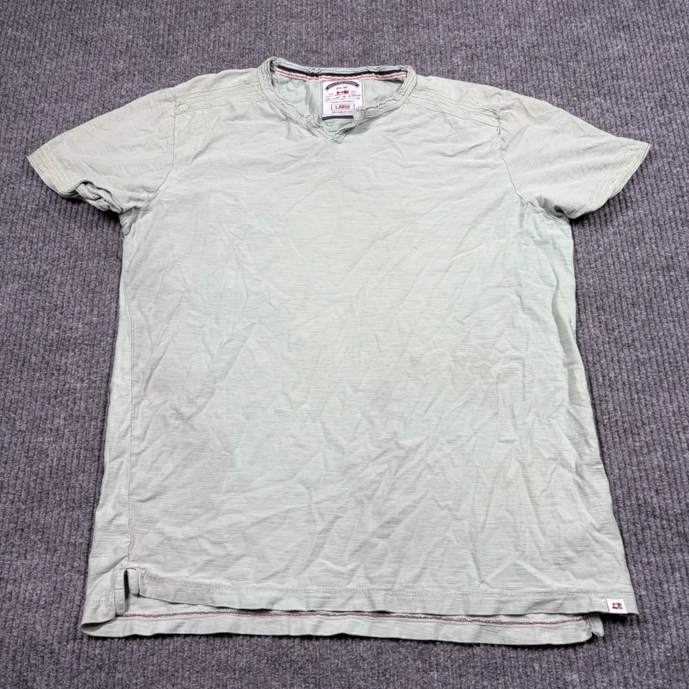 Thread & Cloth Shirt Mens L Sage Green Slub Knit Henley V-Neck Short Sleeve